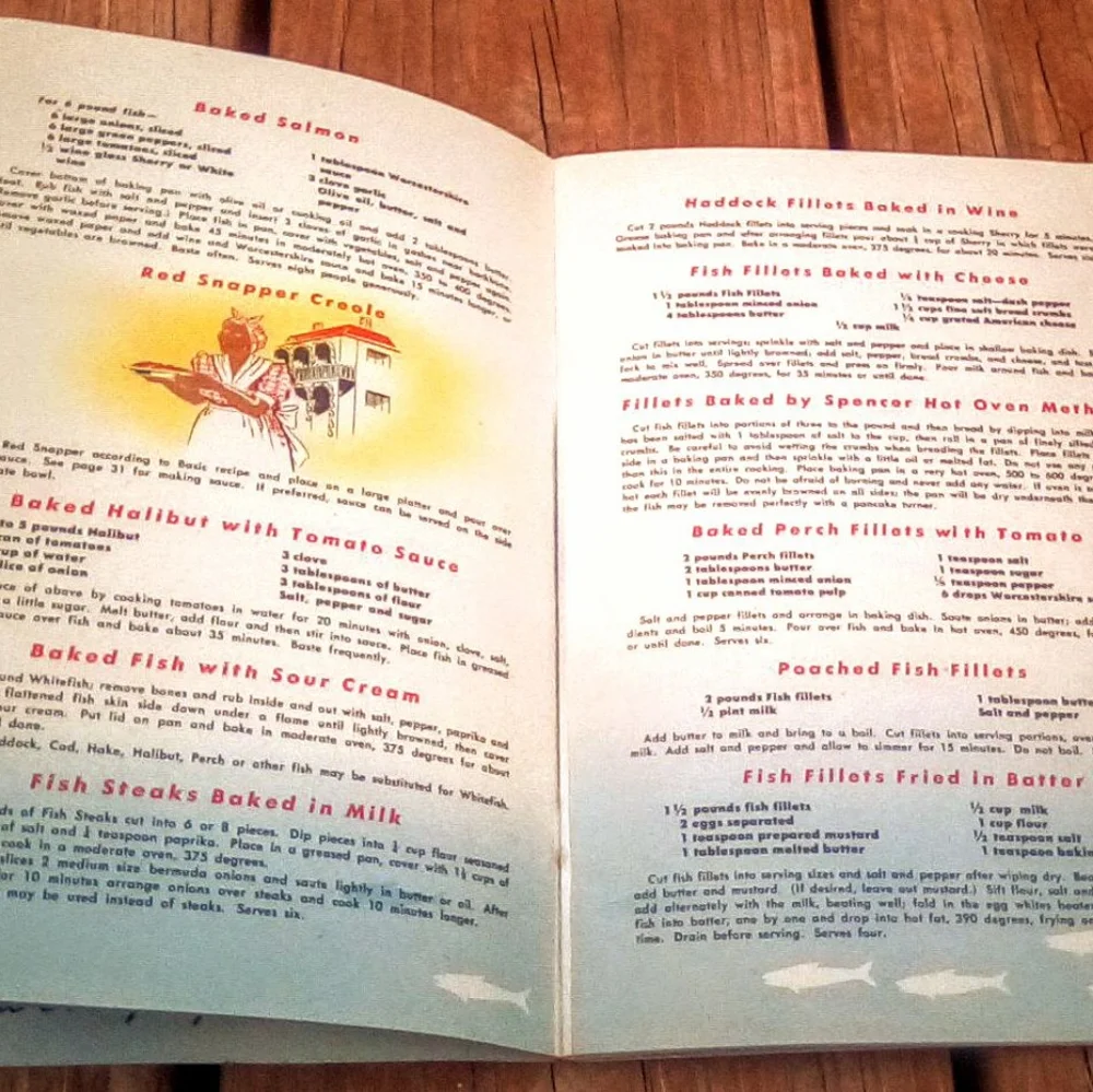 Vintage 1940s-50s Fish & Seafood Cookery Cookbook - Mid-Century Fish Co.
